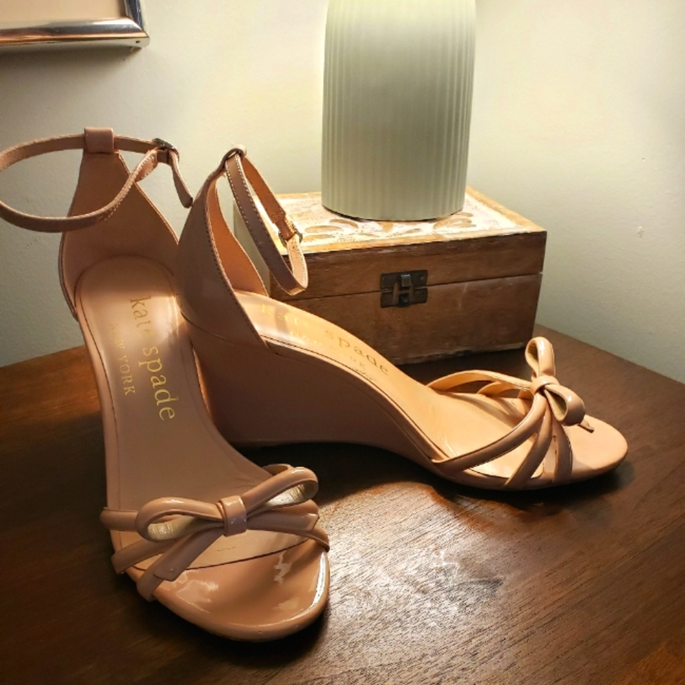 Kate Spade Nude Bow Wedge Heel